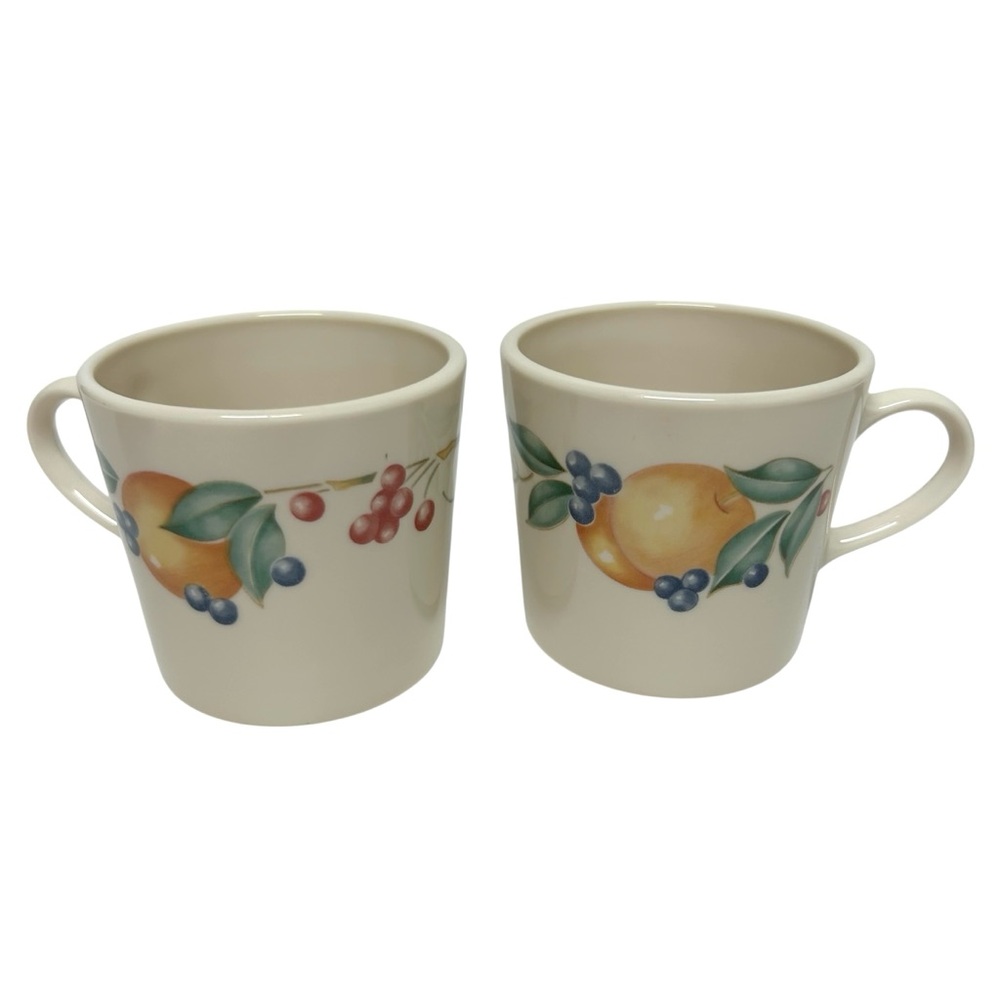 Fruit Pattern Ceramic Mugs - Cream